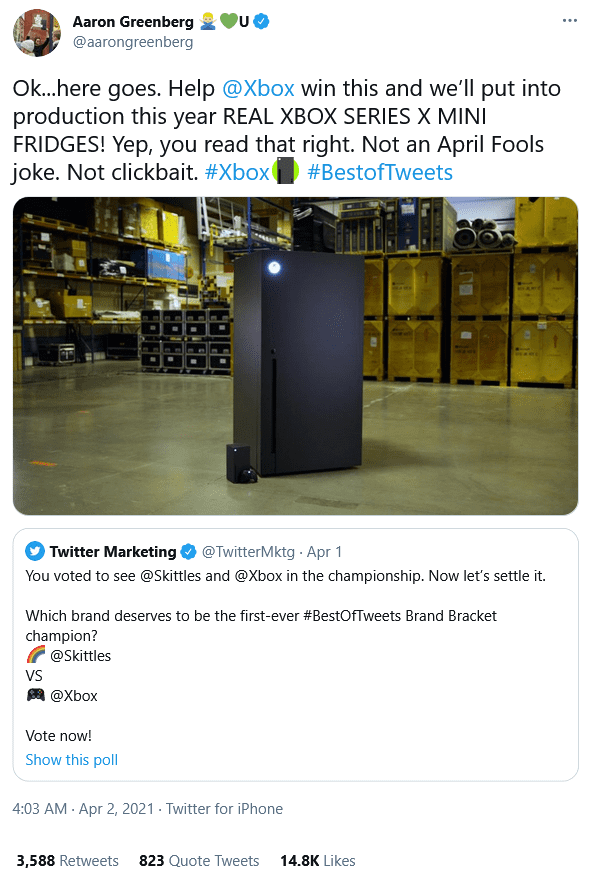 Xbox Series X mini fridge tweet